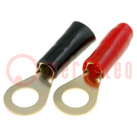Terminal: ring; M8; 16mm2; gold-plated; insulated; red and black