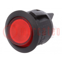 ROCKER; DPST; pos: 2; ON-OFF; 20A/12VDC; rood; neonlamp; 50mΩ; rond