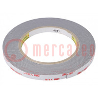 Tape: fixing; W: 9mm; L: 5.5m; Thk: 1100um; acrylic; grey
