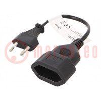 Cable; CEE 7/16 (C) socket,CEE 7/16 (C) plug; 0.2m; Sockets: 1