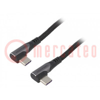 Cable; USB 2.0; USB C conector angular,ambos lados; 1m; negro
