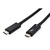ROLINE Thunderbolt™ 4 kabel, C-C, M/M, 40Gbit/s, 100W, passief, zwart, 1,5 m