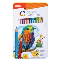 Színes ceruza Deli Color Emotion fémdobozos háromszögletű 12 db-os klt.