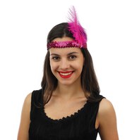 Bandeau charleston à sequins - rose fuchsia