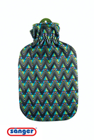 Detailbild - Wärmflasche aus Gummi, 2,0 l, Velourbezug Nachthimmel, dunkelblau mit Punkten