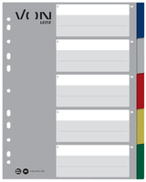 Leitz VON 12230000 Tab-Register Leerer Registerindex Polypropylen (PP) Blau, Grün, Grau, Rot, Weiß, Gelb
