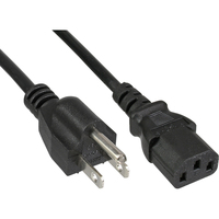 InLine power cable USA male / 3pin IEC C13 male, 18 AWG, 5m