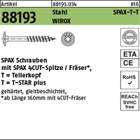 ART 88193 SPAX Tellerkopf Stahl geh. 6 x 60/56 -T30 WIROX gal Zn VE=S