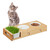 Relaxdays Katzen Futterstation mit Katzengras Schale, 2 Keramiknäpfe je 250 ml, spülmaschinenfest, Katzenbar, natur/weiß
