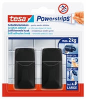 TESA Powerstrips Haken L 582790000020 schwarz 2 Stück