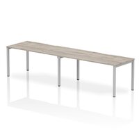 Dynamic Evolve Plus 1600mm Single Row 2 Person Desk Grey Oak Top Silver Frame BE769