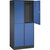 Armario guardarropa de acero de dos pisos INTRO, A x P 820 x 500 mm, 4 compartimentos, cuerpo gris negruzco, puertas en azul genciana.