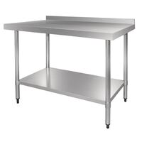 Vogue Stainless Steel Table with Upstand with 1 Shelf & Fixings - 600mm