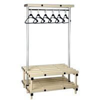 Plastic cloakroom & changing room furniture - Cloakroom bench with hangers - Double sided - Cream