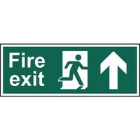 Fire exit arrow up double sided sign