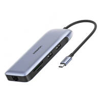 Adapter UGREEN 9w1 70301 Hub USB-C to HDMI, DP, VGA, 2xUSB3.0, RJ45, SD/TF, PD (grey)
