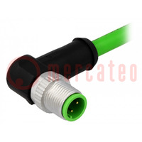 Plug; M12; PIN: 4; male; D code-Ethernet; 1.5m; Insulation: PVC