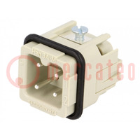 Connector: HDC; contact insert; male; Han® A; PIN: 4; 3+PE; size 3A