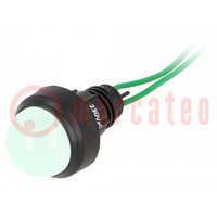 Kontrollleuchte: LED; konvex; grün; 230VAC; Ø13mm; IP40; Kunststoff