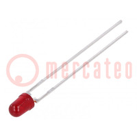 LED; 3mm; red; 22÷45mcd; 60°; Front: convex; 1.8÷2.2V; No.of term: 2
