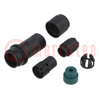 Connector: circular; plug; female; PIN: 4; w/o contacts; for cable