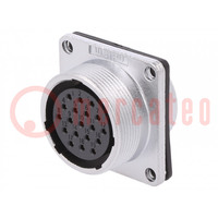 Socket; WS; female; PIN: 19; flange (4 holes),for panel mounting