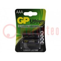 Batterij: lithium; 1,5V; AAA; niet-oplaadbaar; 2st.