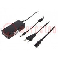 Power supply: switched-mode; 12VDC; 5A; Out: 5,5/2,1; 60W; 0÷40°C