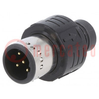 Connector: M12; plug; male; soldering; for molding,for cable; 60V