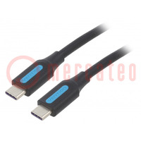 Kabel; USB 2.0; USB C wtyk,z obu stron; 2m; czarny; 480Mbps; 100W