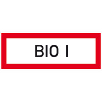 BIO I Hinweisschild Brandschutz, Alu geprägt, Größe 21,00x7,40 cm DIN 4066-D1