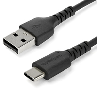 StarTech.com 1m USB-A auf USB-C Ladekabel - Dauerhaftes USB 2.0 auf USB Typ-C Datenübertragungs- und Schnellladekabel - Robuster TPE-Mantel Aramidfaser, M/M, 3A - Schwarz