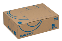NIPS MAIL-PACK® BASIC S (Post-)Versandkarton / Versandverpackung / 255 x 185 x 85 mm / braun-blau / Wellkarton - umweltfreundlich und recycelbar / 20 Stück gebündelt