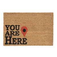 Relaxdays Fußmatte Kokos, 40 x 60 cm, Türvorleger "You Are Here", rutschfest, wetterfest, Abtreter innen & außen, natur