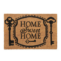 Relaxdays Fußmatte Kokos, Home Sweet Home, Schlüssel, 40 x 60 cm, Türvorleger innen & außen, Türmatte, natur/schwarz