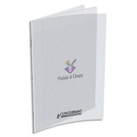 CONQUERANT C9 Cahier de poésie 90g, 24x32cm, 48 pages grands carreaux Seyès, couverture polypro incolore