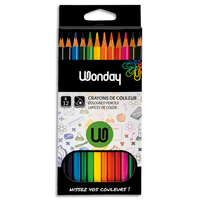 WONDAY Boîte de 12 crayons de couleur 18 cm - corps triangulaire