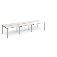 Adapt triple back to back desks 3600mm x 1200mm - silver frame and white top wit