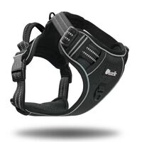 BLUZELLE Pettorina Cane per Cani di Taglia Grande, Imbracatura con Maniglia & Tasca per Localizzatore GPS, Gilet per Cani Cinghie Riflettenti e Regolabile, Anti-Trazione, - XL Nero