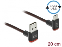 EASY-USB 2.0 Kabel Typ-A Stecker zu USB Type-C™ Stecker gewinkelt oben / unten 0,2 m schwarz, Delock