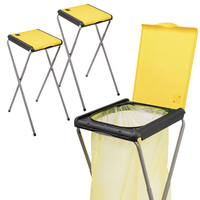 ONVAYA® Müllsackständer | 2 Stück | gelb | bis 120 Liter | mit Deckel | höhenve