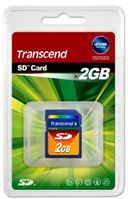 Transcend TS2GSDC Secure Digital Card, 2GB, SD, MLC NAND, 20/ 13 MB/s, Black