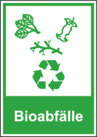 Kombischild - Bioabfälle / Recycling, Grün/Weiß, 18.5 x 13.1 cm, Aluminium
