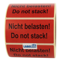 Versandaufkleber - Nicht belasten - 100 x 50 mm, 1.000 Warnetiketten, Papier, Verpackungsetiketten rot