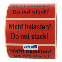 Versandaufkleber - Nicht belasten - 100 x 50 mm, 1.000 Warnetiketten, Papier, Verpackungsetiketten rot-schwarz