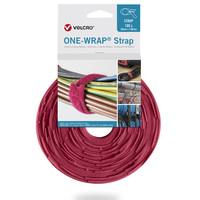 VELCRO® One Wrap® band 25 mm x 300 mm, 100 stuks, rood