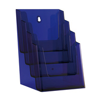 Porte-brochures quadruple DIN A5 / Porte-brochures de table / Présentoir de prospectus / Porte-flyers | violet transparent