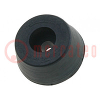 Foot; black; rubber; A: 16mm; B: 13mm; C: 6mm; E: 7.8mm; D: 3mm; F: 4mm