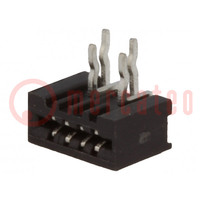 Connector: FFC/FPC; angled 90°; PIN: 4; Non-ZIF; THT; tinned; 20mΩ