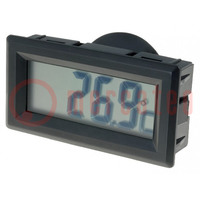 Miernik: temperatury; cyfrowy,montażowy; na panel; LCD; Dokł: ±1°C